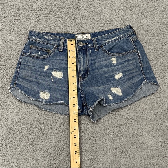 Free People Jean Shorts Womens 28 Blue Cut Off Frayed Distressed Denim High Rise - Picture 4 of 12